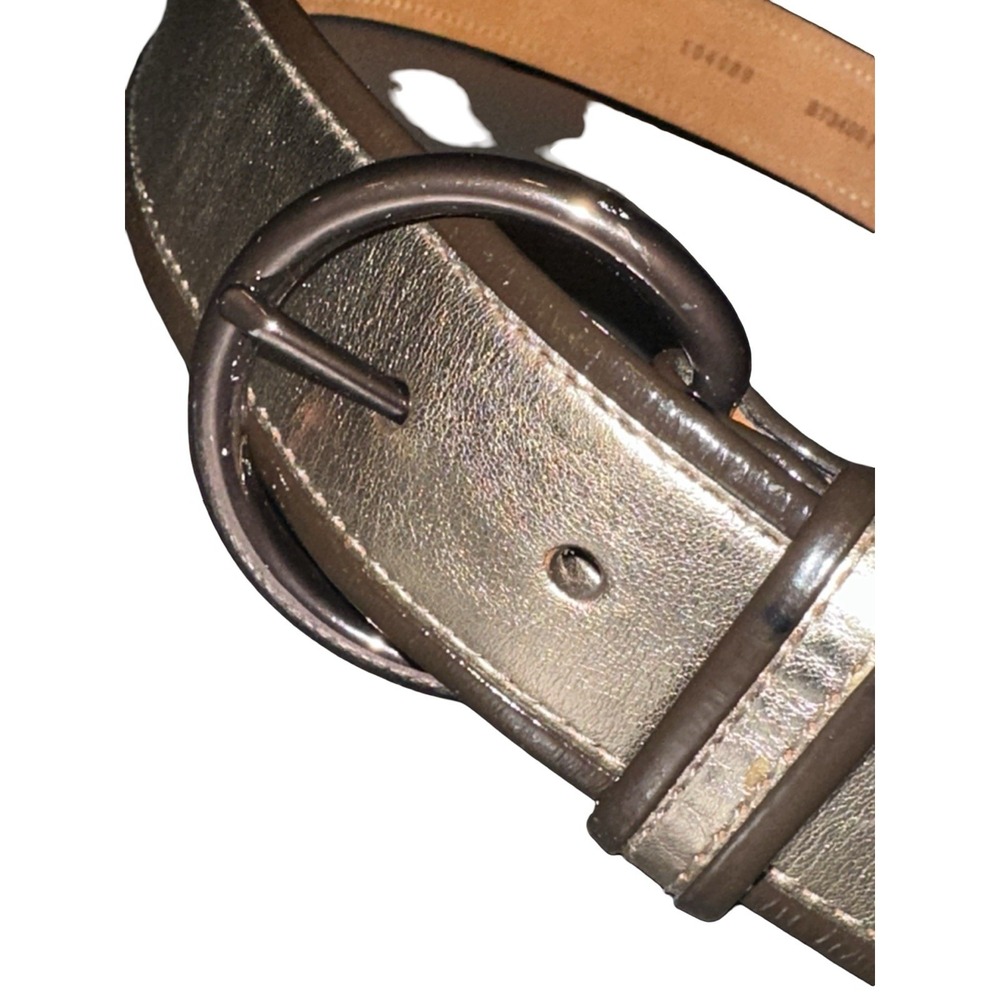 Fossil Leather Belt Women's Large Brown Metallic Gold Boho Round Buckle Retro - Picture 5 of 13